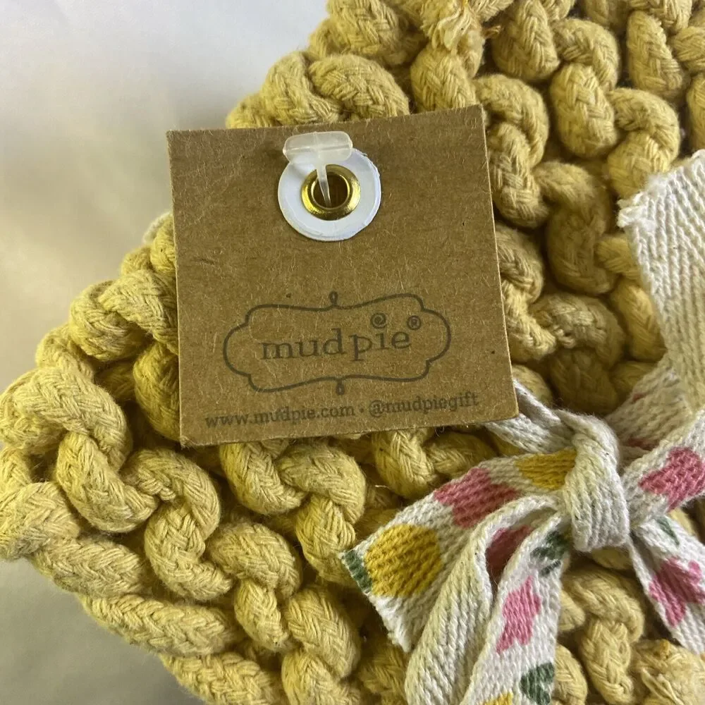 Mud Pie Colorful Crochet Coaster, Pink, 4